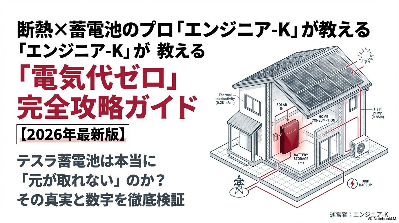 2026年最新版、テスラ蓄電池パワーウォールの投資回収と電気代ゼロ攻略ガイドのアイキャッチ画像