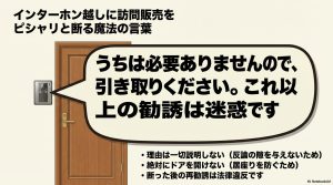 蓄電池の訪問販売をインターホン越しにピシャリと断るための具体的なフレーズと注意点の図解