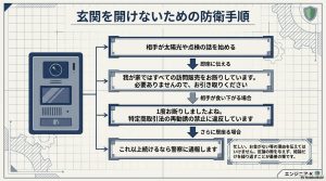 玄関を開けずにインターホンだけで完結する、太陽光営業の正しい断り方の流れ図